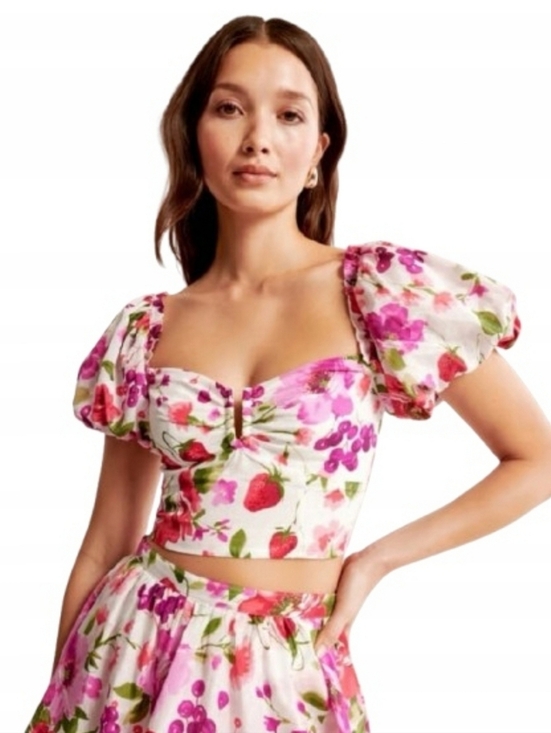 Abercrombie & Fitch Tops - 🆕️Abercrombie & Fitch Drama Puff Sleeve Sweetheart Top Floral Bloomcore Large